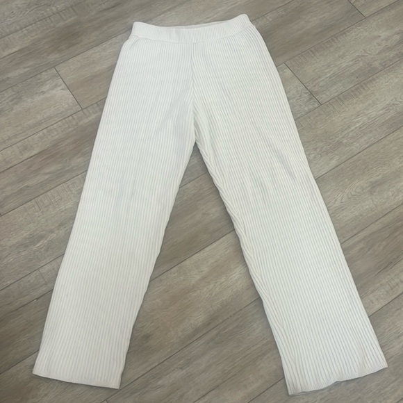 Spiritual Gangster Cozy Chenille Pant Wide Leg Cream White SMALL Ribbed - Picture 2 of 10